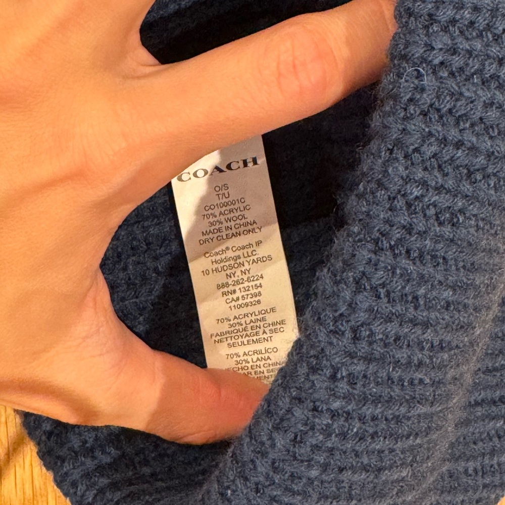NWT Coach Wool Knit Hat Beanie Navy Blue - Picture 4 of 5